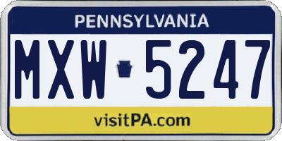 PA license plate MXW5247