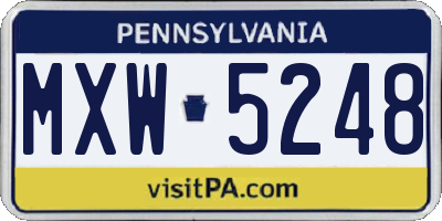 PA license plate MXW5248