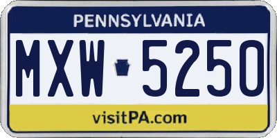 PA license plate MXW5250