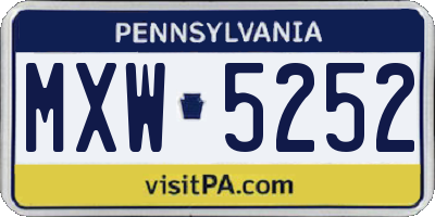 PA license plate MXW5252