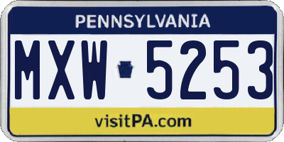PA license plate MXW5253