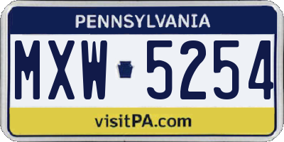 PA license plate MXW5254