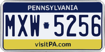 PA license plate MXW5256