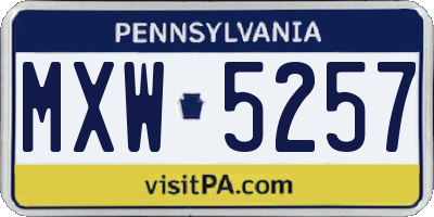 PA license plate MXW5257