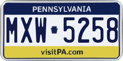PA license plate MXW5258