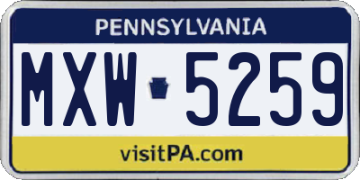 PA license plate MXW5259