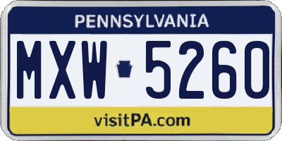 PA license plate MXW5260