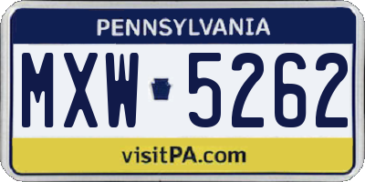 PA license plate MXW5262