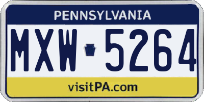 PA license plate MXW5264