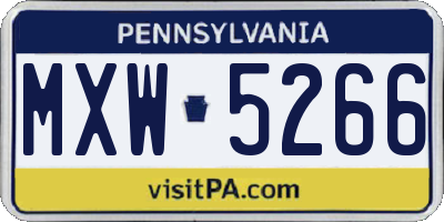 PA license plate MXW5266