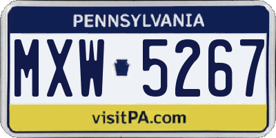 PA license plate MXW5267