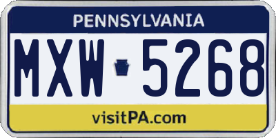 PA license plate MXW5268