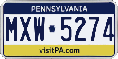 PA license plate MXW5274