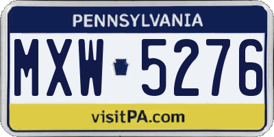 PA license plate MXW5276