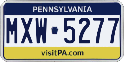 PA license plate MXW5277