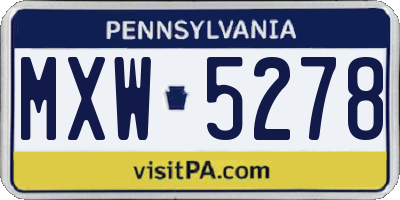 PA license plate MXW5278