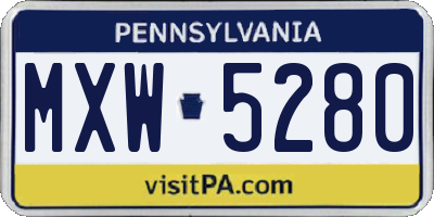 PA license plate MXW5280