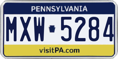 PA license plate MXW5284
