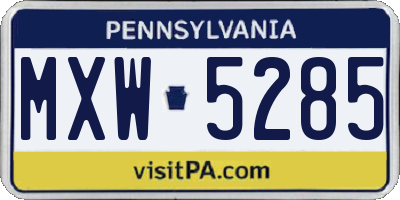PA license plate MXW5285
