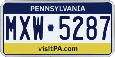 PA license plate MXW5287