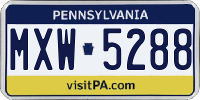 PA license plate MXW5288