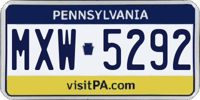PA license plate MXW5292