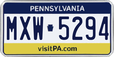 PA license plate MXW5294