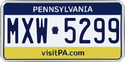 PA license plate MXW5299