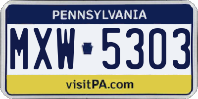 PA license plate MXW5303