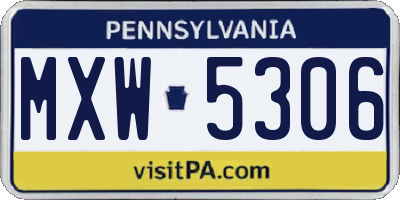 PA license plate MXW5306