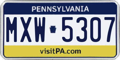 PA license plate MXW5307