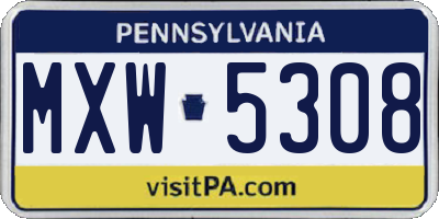 PA license plate MXW5308