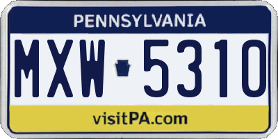 PA license plate MXW5310
