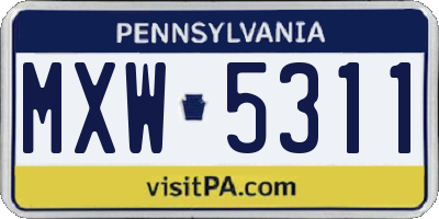 PA license plate MXW5311