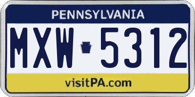 PA license plate MXW5312