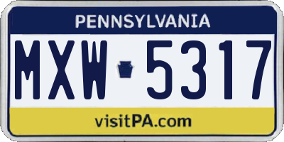 PA license plate MXW5317