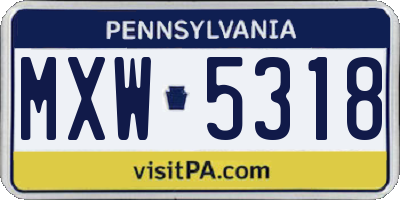 PA license plate MXW5318