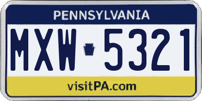 PA license plate MXW5321