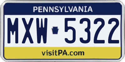 PA license plate MXW5322