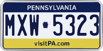 PA license plate MXW5323