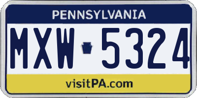 PA license plate MXW5324