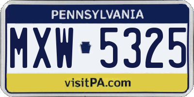 PA license plate MXW5325