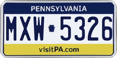 PA license plate MXW5326
