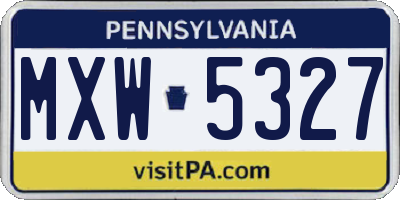 PA license plate MXW5327
