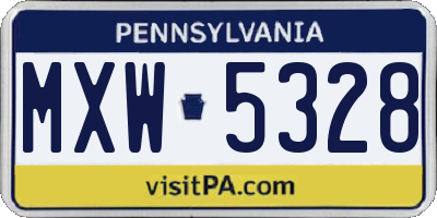 PA license plate MXW5328