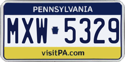 PA license plate MXW5329