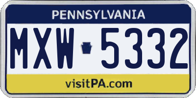 PA license plate MXW5332