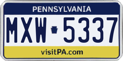 PA license plate MXW5337