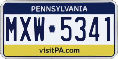 PA license plate MXW5341
