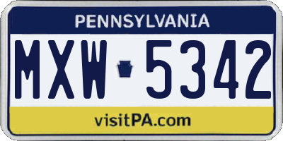 PA license plate MXW5342